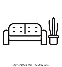 Waiting area sofa icon outline vector. Wait room. Female person