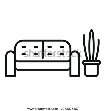 Waiting area sofa icon outline vector. Wait room. Female person