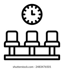 Waiting Area Vector Line Icon Design