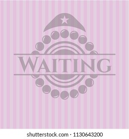 Waiting badge with pink background