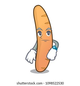 Waiting baguette mascot cartoon style