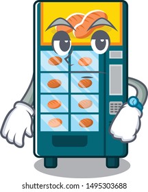 Waiting bakery vending machine in the cartoon