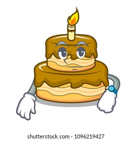 Waiting birthday cake mascot cartoon