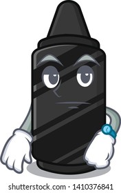 Waiting black crayon isolated in the cartoon