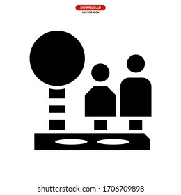 icono de bus de espera o logotipo símbolo de signo aislado ilustración vectorial - iconos vectoriales de estilo negro de alta calidad
