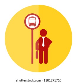Waiting for bus at bus stop trendy icon on white background for web graphic