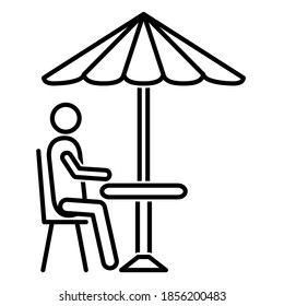 Waiting in cafe tent icon in trendy outline silhouette style design. Vector illustration isolated on white background.