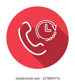 Waiting for call icon. Call icon with clock sign. Call icon and countdown, deadline, schedule, planning concept. Vector icon