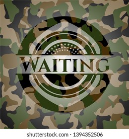 Waiting camouflage emblem. Vector Illustration. Detailed.