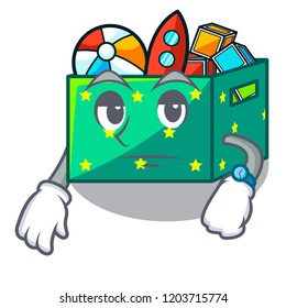 Waiting children toy boxes isolated on mascot