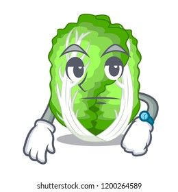 Waiting chinese cabbage vegetable isolated on cartoon