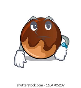 Waiting chocolate donut mascot cartoon