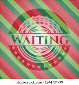 Waiting christmas colors style badge.