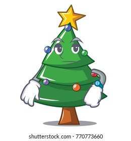 Waiting Christmas tree character cartoon