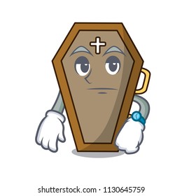 Waiting coffin mascot cartoon style vector illustration