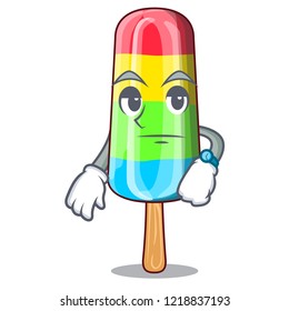 Waiting colorful ice cream stick on mascot