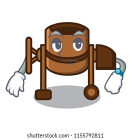 Waiting concrete mixer mascot cartoon