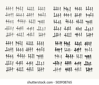 Waiting Counting Tally Numbers Or Tally Marks Isolated On White Background. Vector Illustration