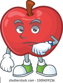 Waiting cute apple character mascot with object cartoon