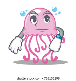 Waiting cute jellyfish character cartoon