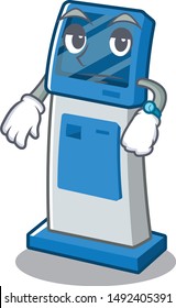 Waiting digital information cartoon kiosk next to table