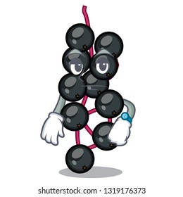 Waiting elderberry fruit is isolated with characters