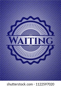 Waiting emblem with jean high quality background