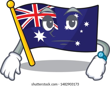 Waiting flag australia isolated in the mascot