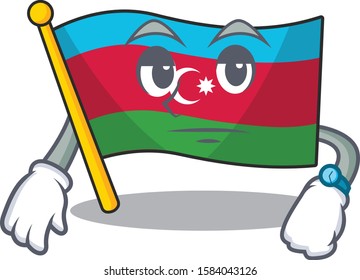 Waiting flag azerbaijan on cartoon character mascot design