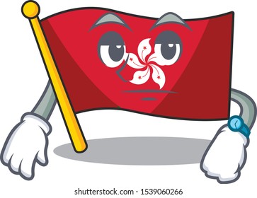 Waiting flag hongkong on the with mascot