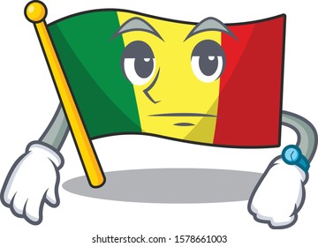 Waiting flag mali on cartoon character mascot design