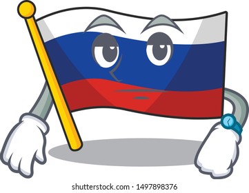 Waiting flag russia isolated in the cartoon