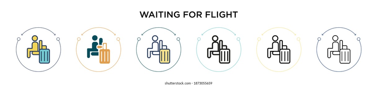 Waiting for flight icon in filled, thin line, outline and stroke style. Vector illustration of two colored and black waiting for flight vector icons designs can be used for mobile, ui, web