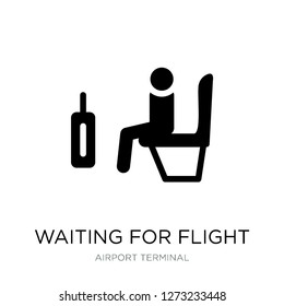 waiting for flight icon vector on white background, waiting for flight trendy filled icons from Airport terminal collection, waiting for flight simple element illustration