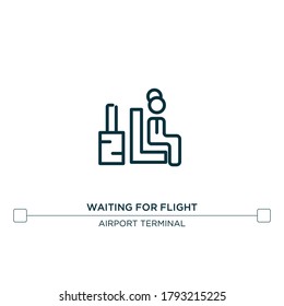 waiting for flight vector line icon. Simple element illustration. waiting for flight outline icon from airport terminal concept. Can be used for web and mobile
