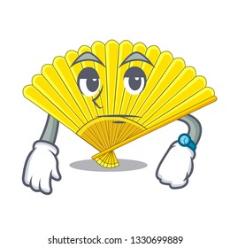 Waiting folding fan isolated with the cartoon