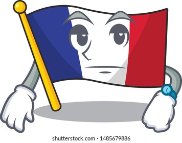 Waiting french flag folded in cartoon drawer