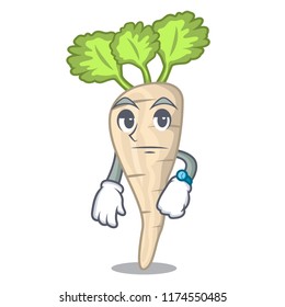 Waiting fresh organic parsnip vegetable cartoon style