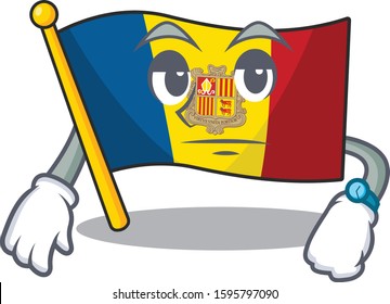 Waiting gesture flag andorra Scroll on cartoon character design