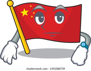 Waiting gesture flag china Scroll on cartoon character design