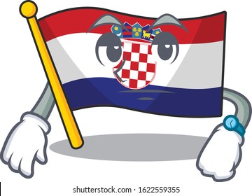 Waiting gesture flag croatia Scroll on cartoon character design