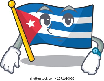 Waiting gesture flag cuba Scroll on cartoon character design
