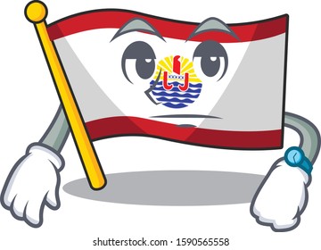 Waiting gesture flag french polynesia Scroll on cartoon character design