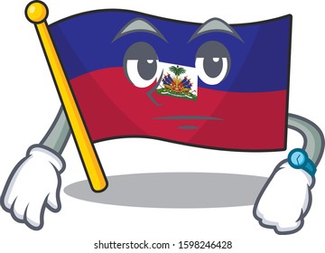 Waiting gesture flag haiti Scroll on cartoon character design