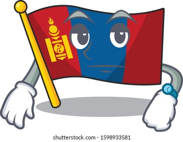 Waiting gesture flag mongolia Scroll on cartoon character design