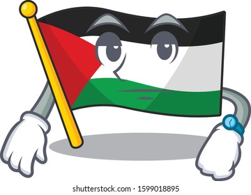 Waiting gesture Flag palestine Scroll on cartoon character design