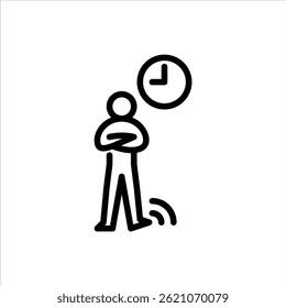 ícone de esboço de gesto de espera. figura de pau ilustrações de arte de linha entediada.