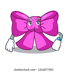 Waiting gift bow tie isolated on cartoon