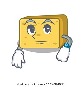 Waiting gouda cheese mascot cartoon