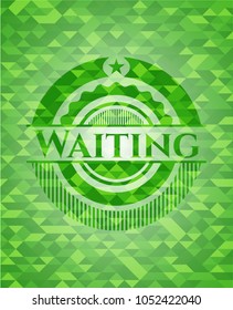 Waiting green emblem with Waiting green mosaic emblemmosaic background